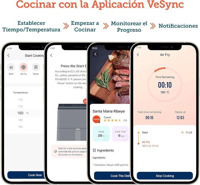 Funcionamiento aplicación VeSync freidora de aire Dual Blaze